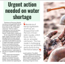 URGENT ACTION NEEDED ON WATER SHORTAGE